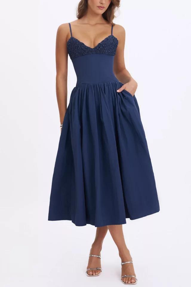 Miss Circle Ailani Taffeta Smocked Midi Dress by MISS CIRCLE
