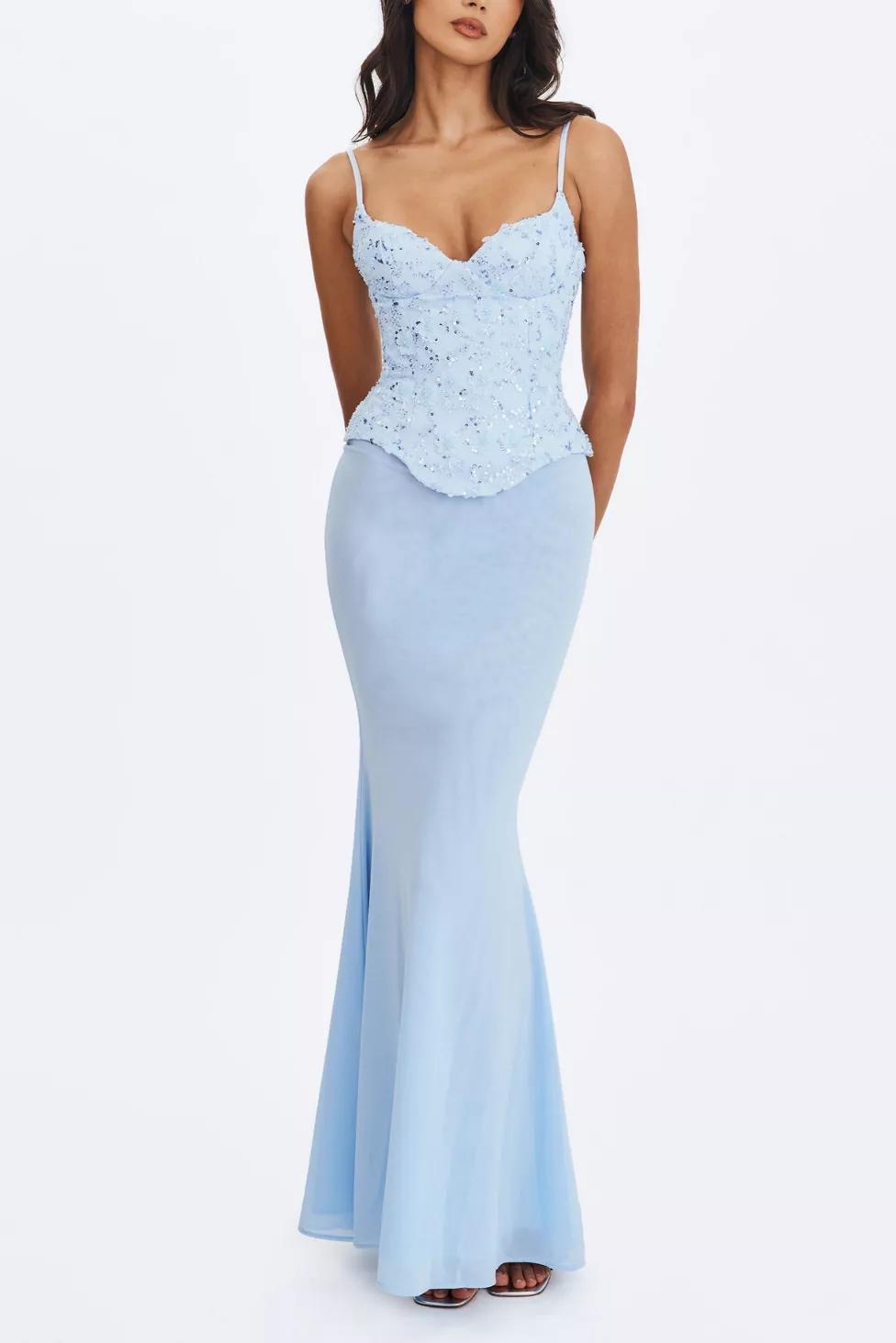 Miss Circle Aurielle Sweetheart Mermaid Peplum Maxi Dress by MISS CIRCLE
