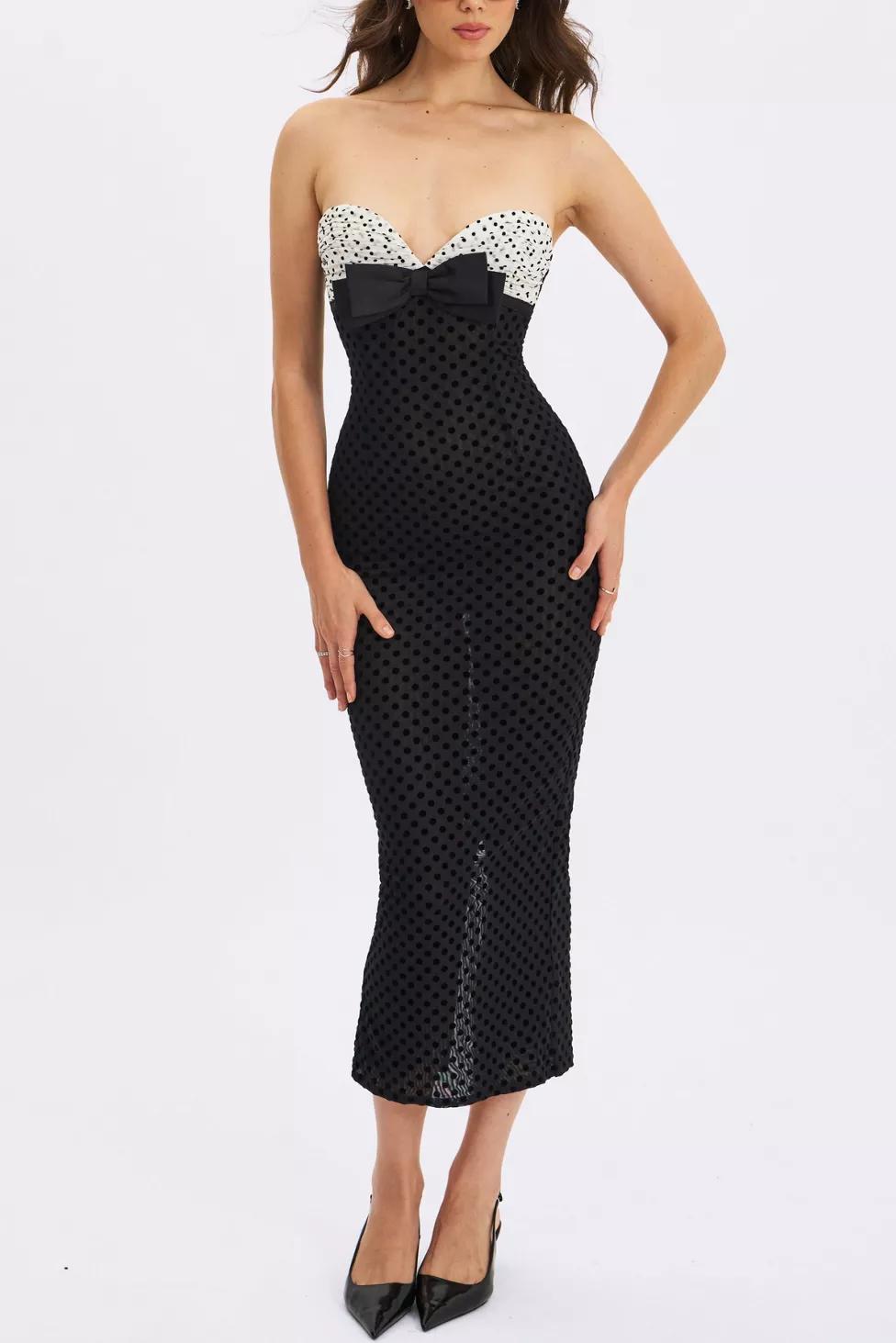 Miss Circle Faith Polka Dot Sweetheart Midi Dress by MISS CIRCLE