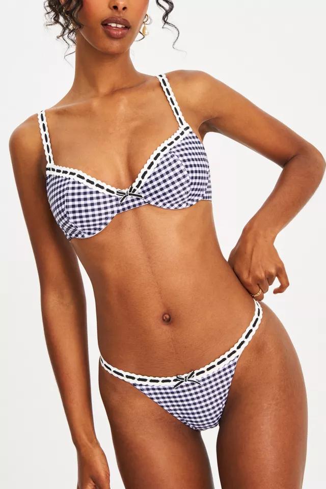 Miss Circle Geneva Gingham Lace Decoration Bikini Top by MISS CIRCLE