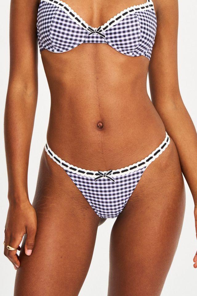 Miss Circle Genevia Gingham Lace Decoration Bikini Bottom by MISS CIRCLE