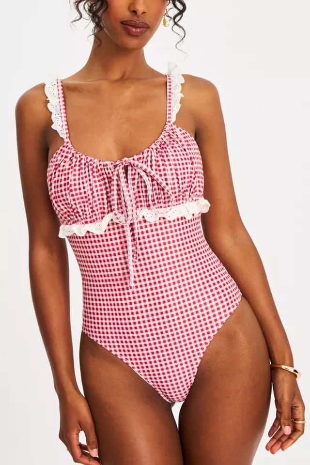Miss Circle Hallie Gingham Lace Backless Swimsuit by MISS CIRCLE