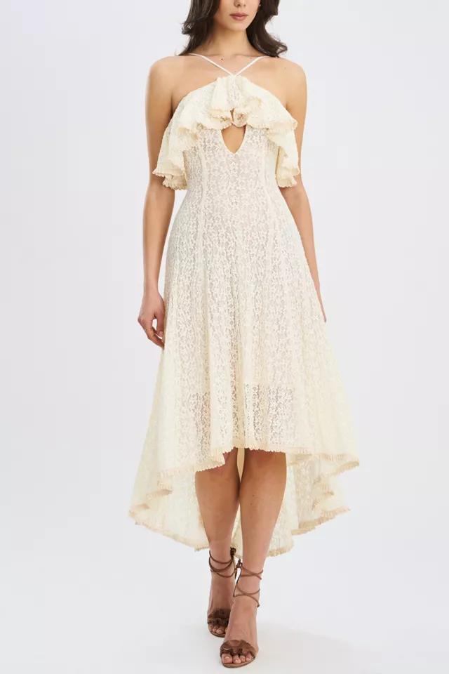 Miss Circle Idra Lace Trim Sleeveless Crochet Midi Trailing Dress by MISS CIRCLE