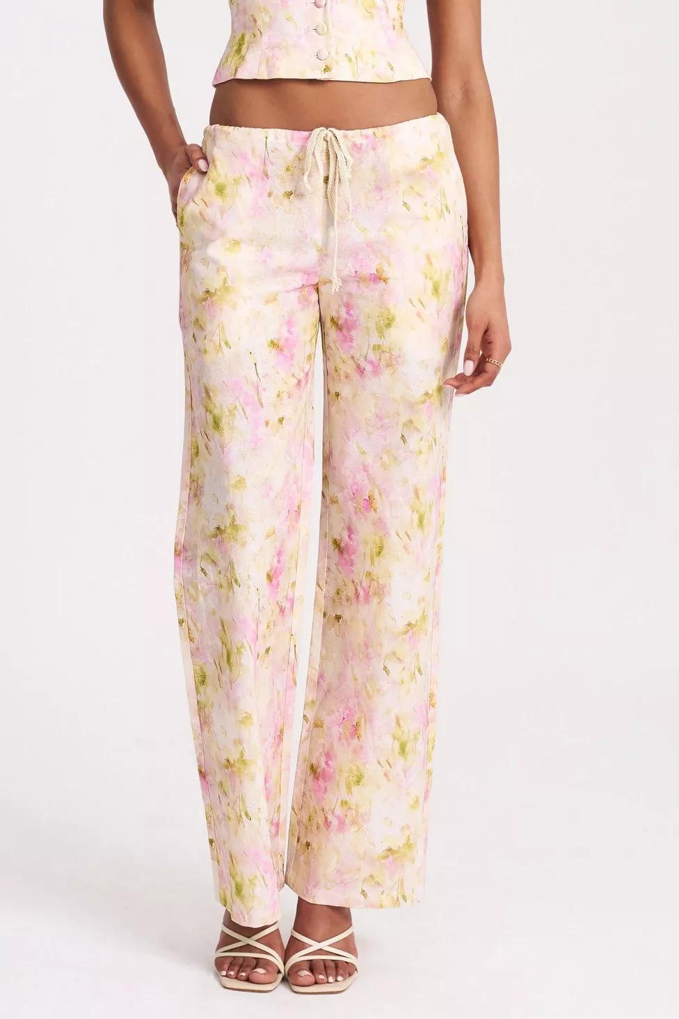 Miss Circle Laureen Floral Linen Straight Pant by MISS CIRCLE