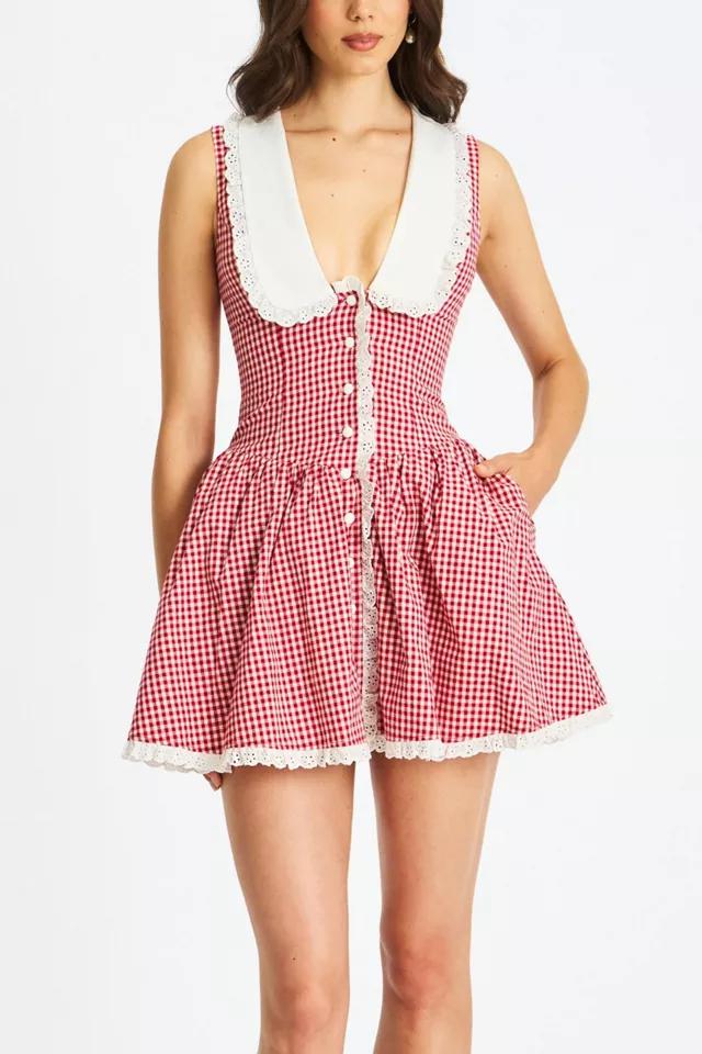 Miss Circle Nala Cotton Gingham Peterpan Collar Mini Dress by MISS CIRCLE