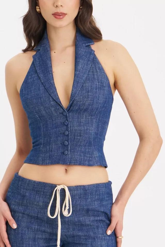 Miss Circle Rafaella Ruched Back Cotton Denim Suit Vest by MISS CIRCLE