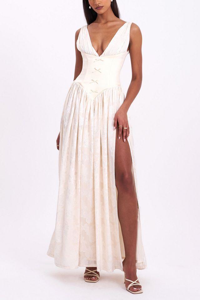 Miss Circle Sabrina High Slit Jacquard Maxi Dress by MISS CIRCLE