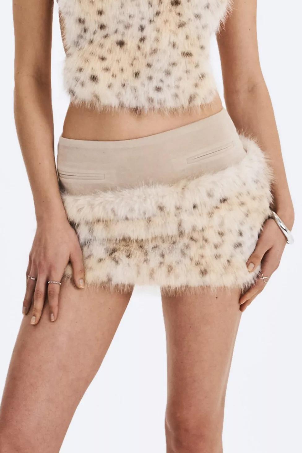 Miss Circle Sariah Low-Waisted Faux Fur Suede Mini Skirt by MISS CIRCLE