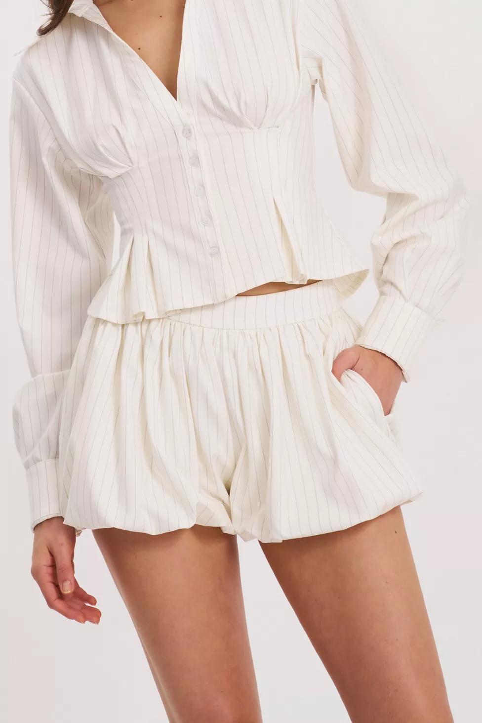 Miss Circle Sylvie Pinstripe Bubble Short by MISS CIRCLE