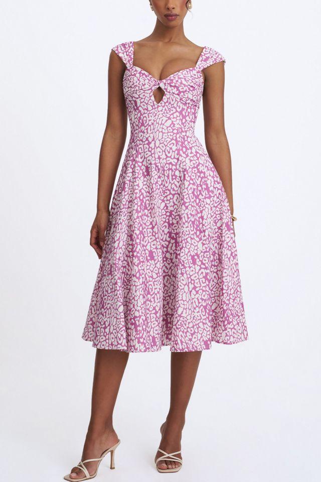 Miss Circle Wynonna Cheetah Linen Keyhole Midi Dress by MISS CIRCLE