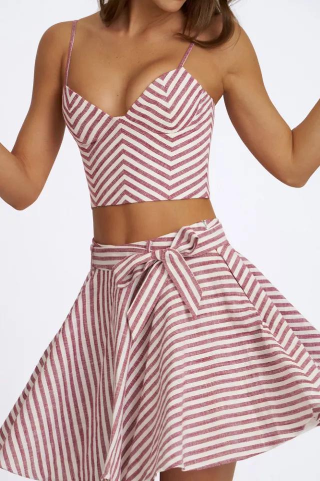 Miss Circle Xolani Striped Linen Mini Skirt by MISS CIRCLE