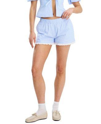 Qutaylaa Gingham Lace Trim Shorts by MISS CIRCLE