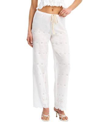 Raina Cotton Eyelet Straight Pants by MISS CIRCLE