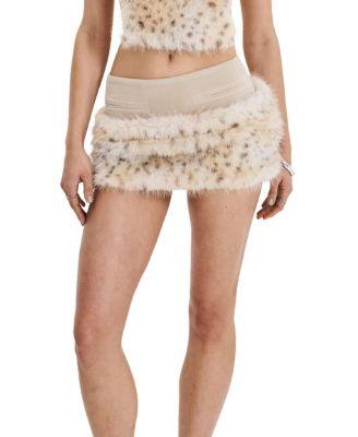 Sariah Suede Cheetah Low-Waisted Micro Skirt by MISS CIRCLE