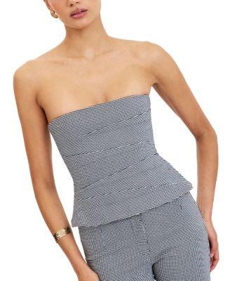 Ulla Micro-Houndstooth Strapless Peplum Top by MISS CIRCLE