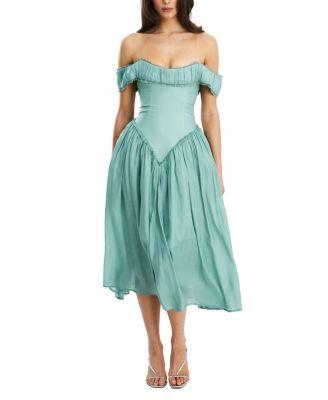 Xavy Rayon Off Shoulder Corset Midi Dress by MISS CIRCLE