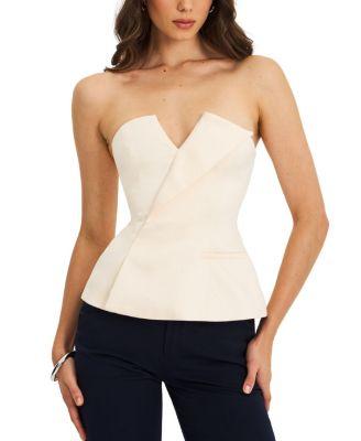 Yani Asymmetrical Lapel Sleeveless Peplum Top by MISS CIRCLE