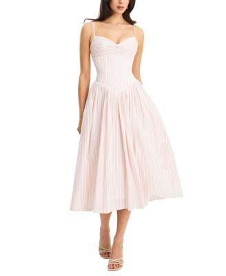 Zania Ruched Breast Cotton Jacquard Midi Dress by MISS CIRCLE