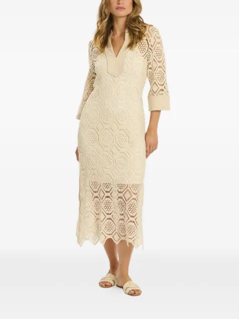 geometric lace V-neck maxi dress by MISS JUNE