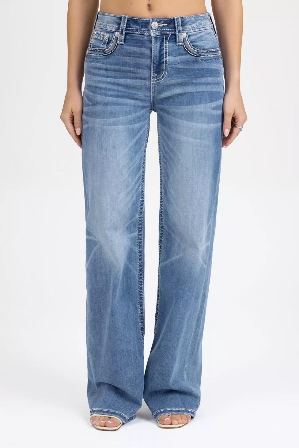 Miss Me Naia Blu Stitched Wide Leg Jean by MISS ME
