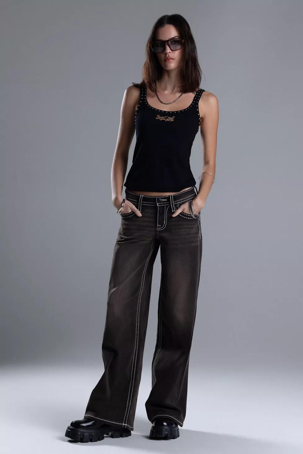 Miss Me Sevryn Stitched Wide Leg Jeans by MISS ME