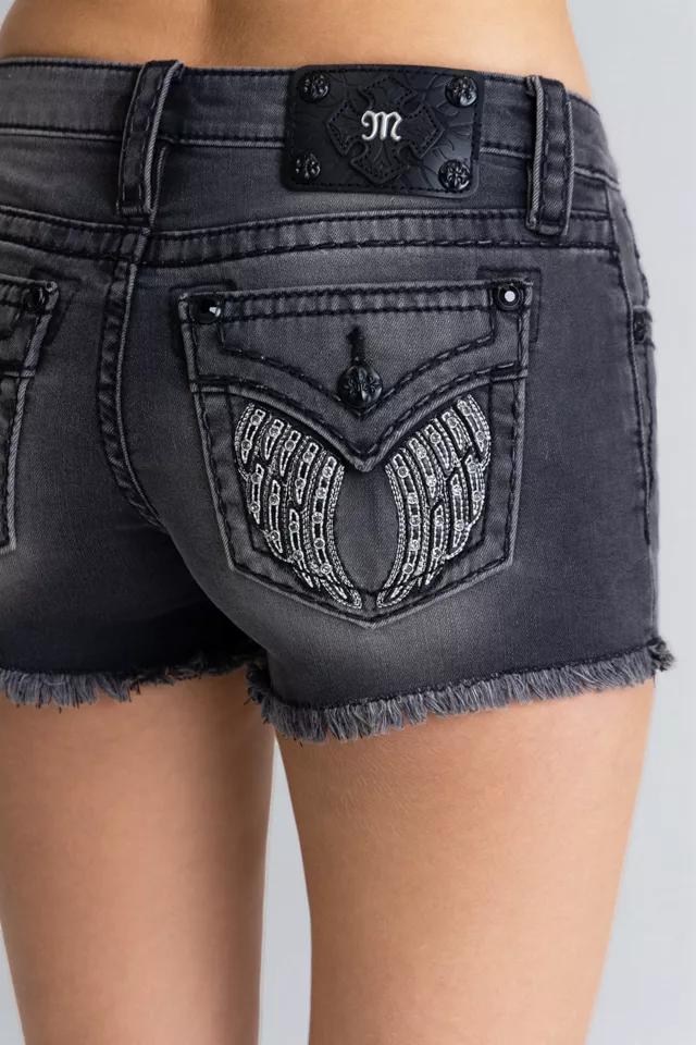 Miss Me Shadow Wing Low Rise Shorts by MISS ME