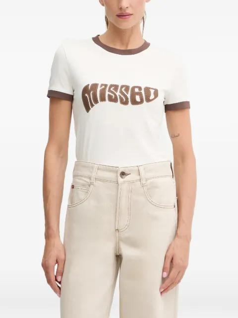 appliquéd ringer T-shirt by MISS SIXTY