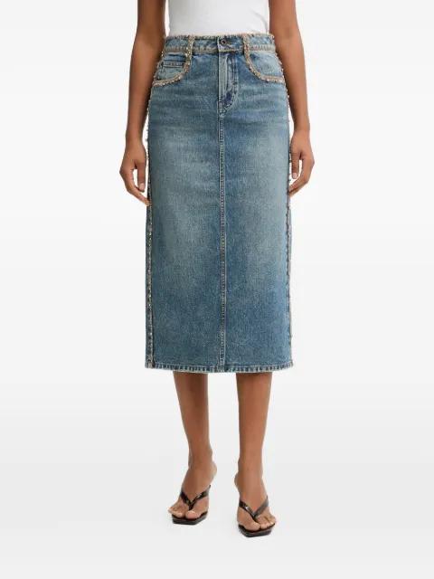 beaded-trim denim midi skirt by MISS SIXTY