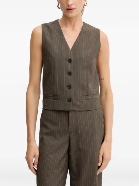 button pinstripe sleeveless tank top by MISS SIXTY