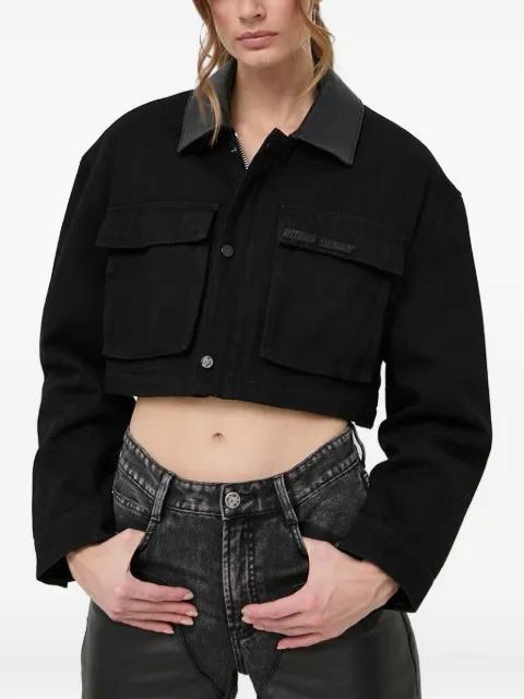 cropped trimmed-collar denim jacket by MISS SIXTY