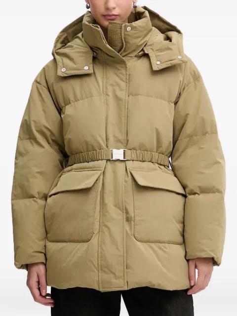 hoodied belted coat by MISS SIXTY