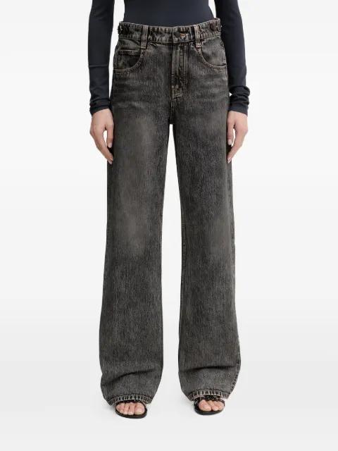 leather-panel loose-fit denim jeans by MISS SIXTY