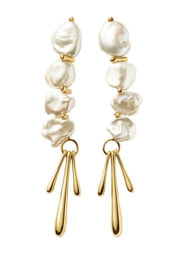 Keshi pearl drop earrings by MISSOMA