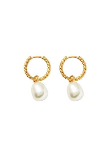 Pearl 18ct gold plated vermeil drop earrings by MISSOMA