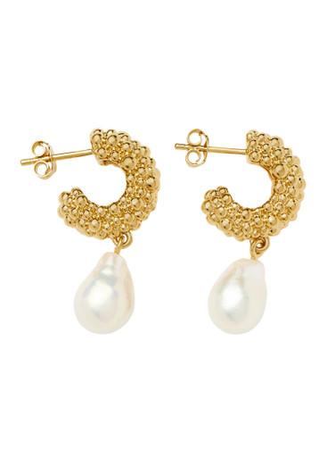 Pearl drop 18k gold-plated hoop earrings by MISSOMA