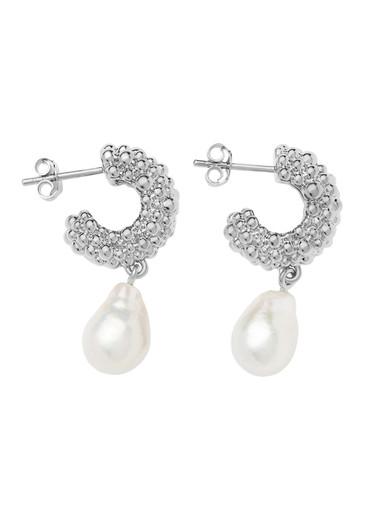 Pearl drop silver-plated hoop earrings by MISSOMA