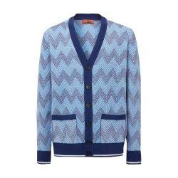 Cardigan in chevron cotton knit with contrasting trim by MISSONI
