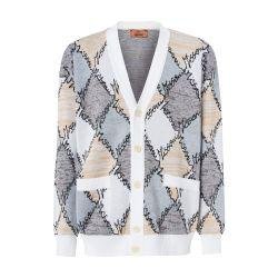 Cardigan in diamond cotton with logo lettering by MISSONI