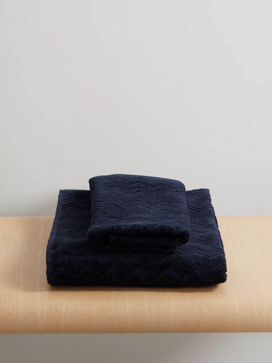 Chalk set of two cotton-terry jacquard towels by MISSONI