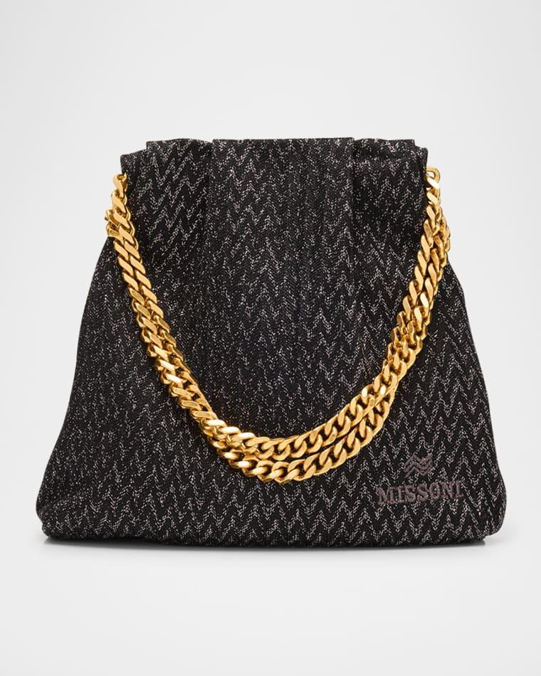 Chevron Drawstring Chain Pouch Top-Handle Bag by MISSONI