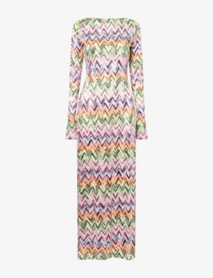 Chevron Open-Back Knitted Maxi Dress by MISSONI