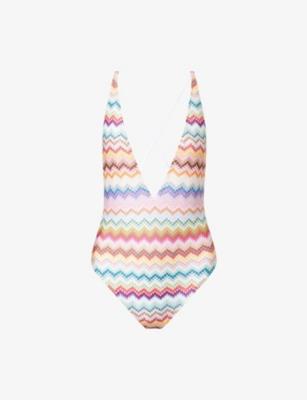 Chevron Plunge Knit Swimsuit by MISSONI