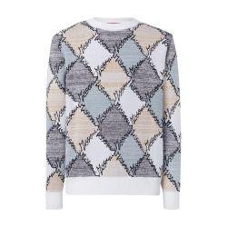 Crew-neck pullover in diamond cotton with logo lettering by MISSONI
