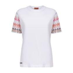Crew-neck t-shirt in cotton with zigzag inserts by MISSONI