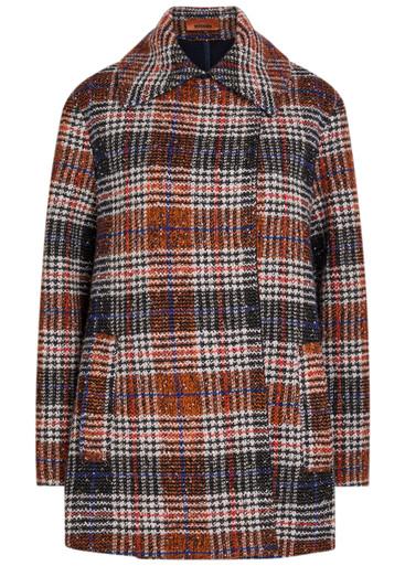 Double-breasted tartan wool-blend peacoat by MISSONI