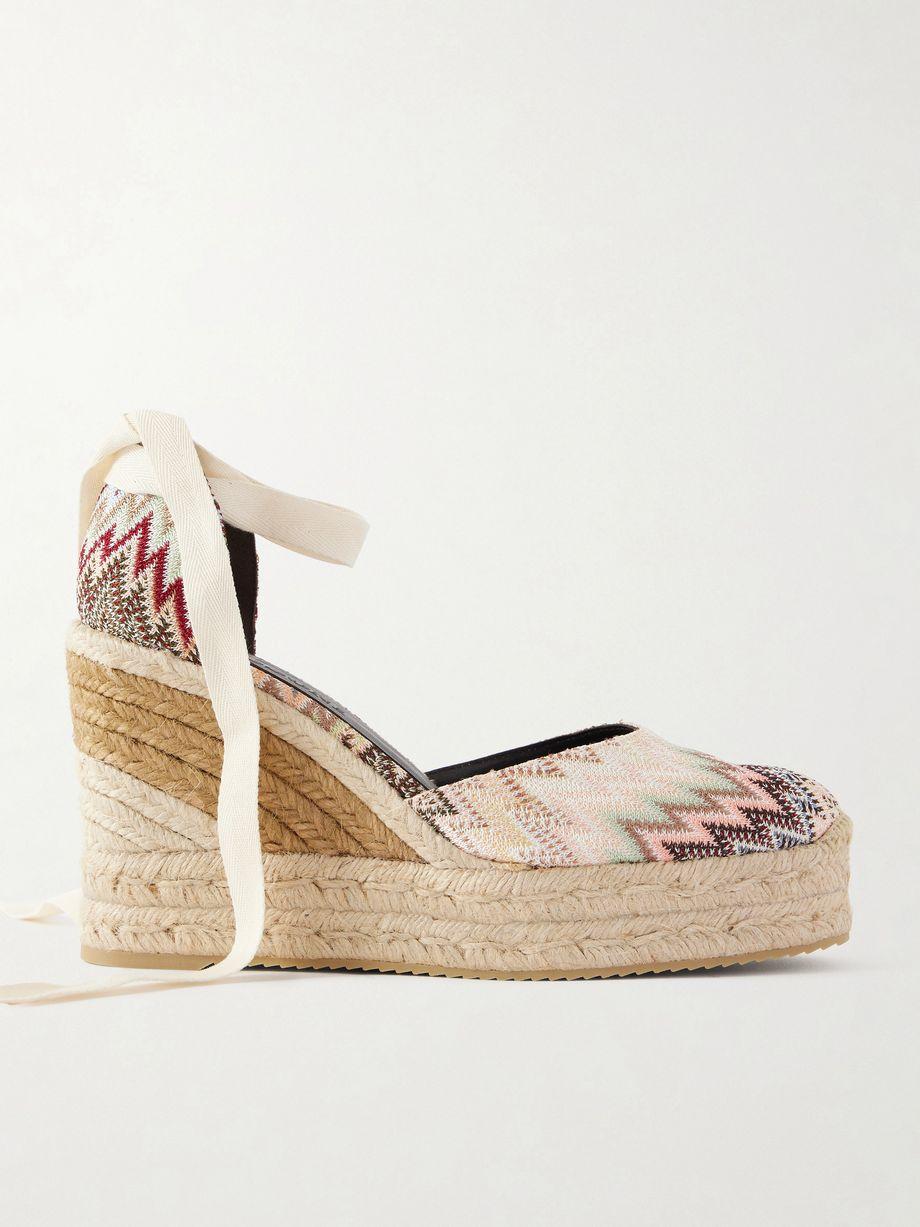 Eva 80 striped woven wedge sandals by MISSONI
