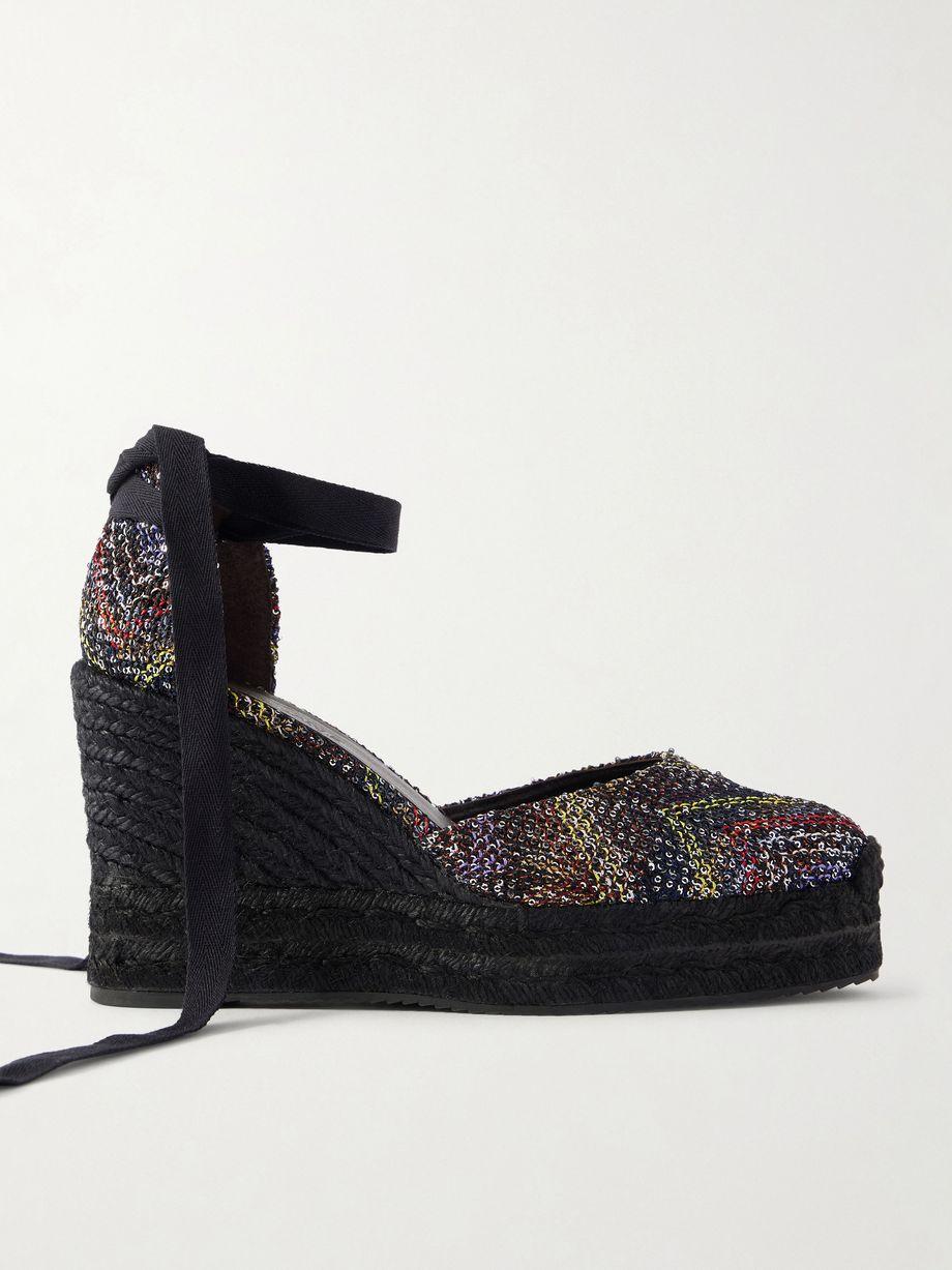 Eva 80 striped woven wedge sandals by MISSONI