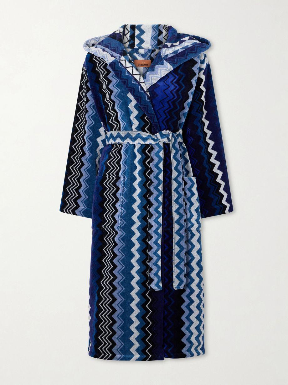 Giacomo striped hoodied belted cotton-terry robe by MISSONI