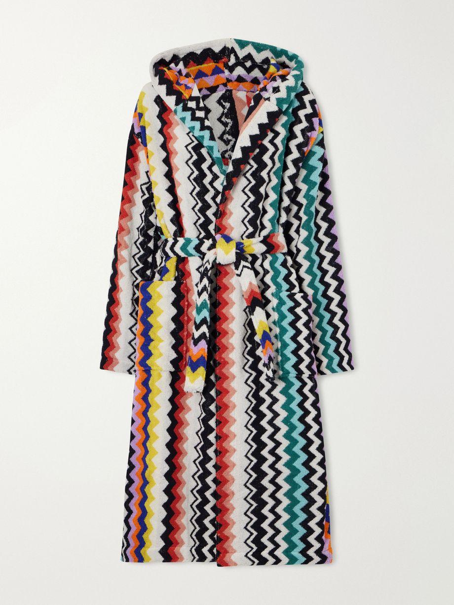 Hooded striped cotton-terry robe by MISSONI