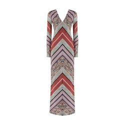 Lamé slub with plunging v-neckline long dress by MISSONI